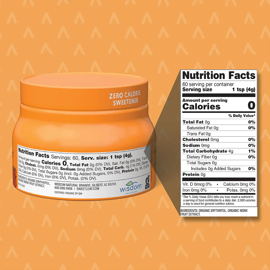 Organic Monk Fruit Sweetener Canister 240g