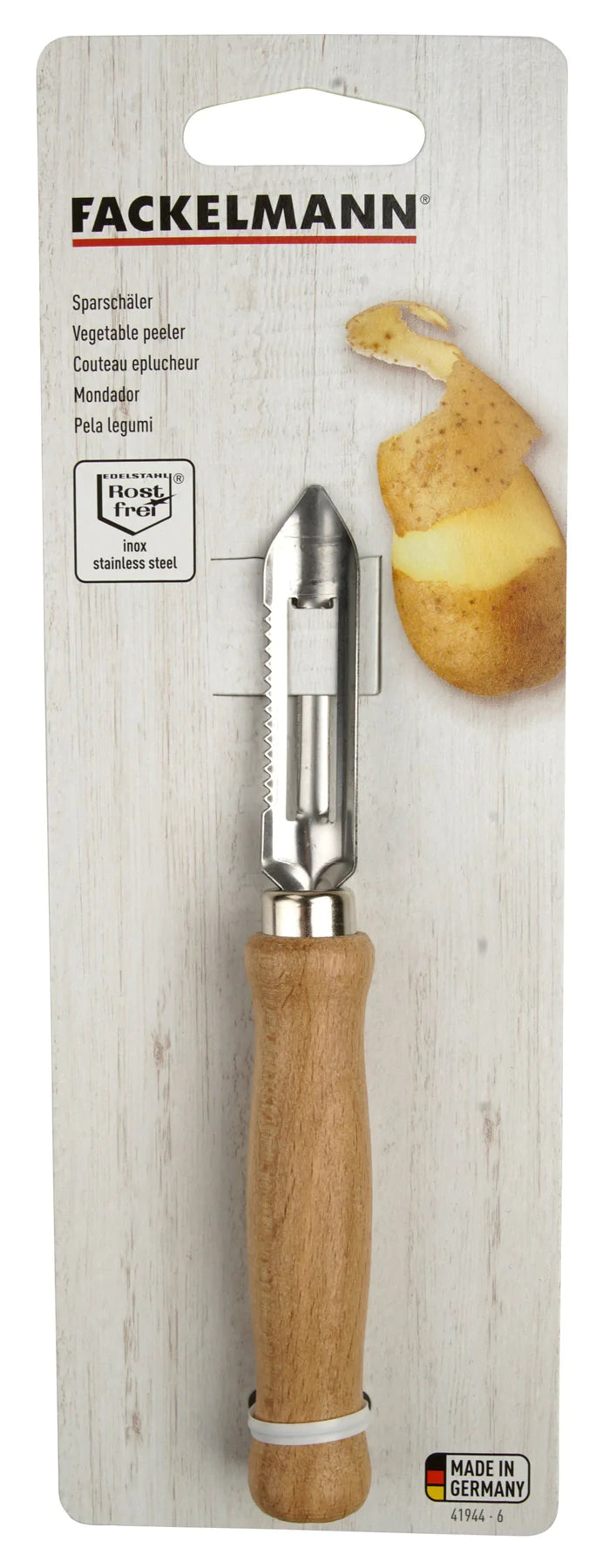 Fackelmann - Vegetable / FishPeeler, Nature Beech Handle, Stainless Steel Blade, 150 mm