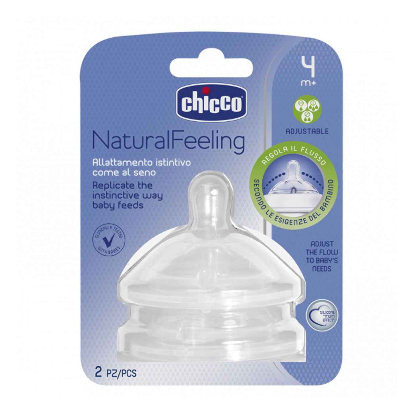 Chicco - NATURAL FEELING Teat 4m+ Adjustable Flow 2 pcs - BambiniJO | Buy Online | Jordan