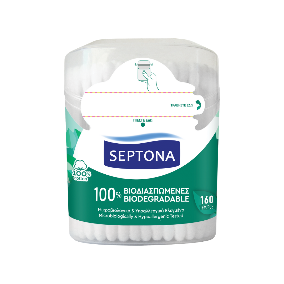 Septona Adult's Cotton Care 160 cotton buds in plastic pop-up jar - BambiniJO | Buy Online | Jordan