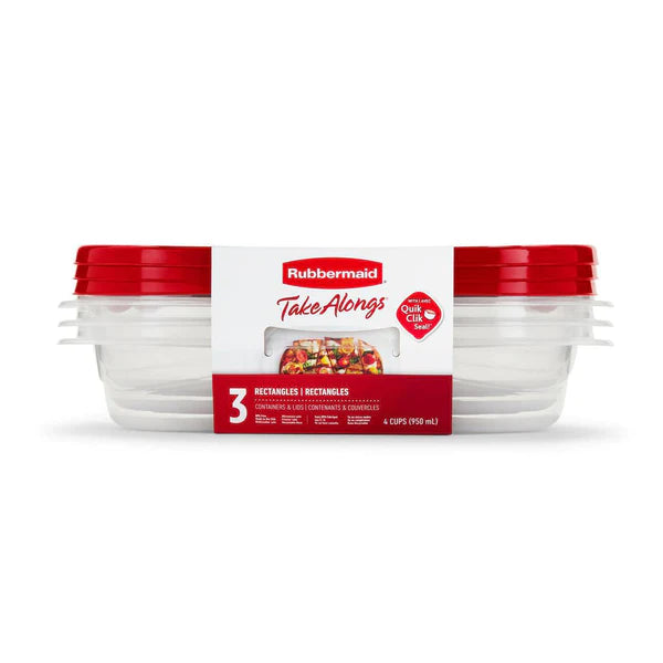 Rubbermaid® - Takealongs Rectangle Food Storage Container, 950 ml (3 Pack)