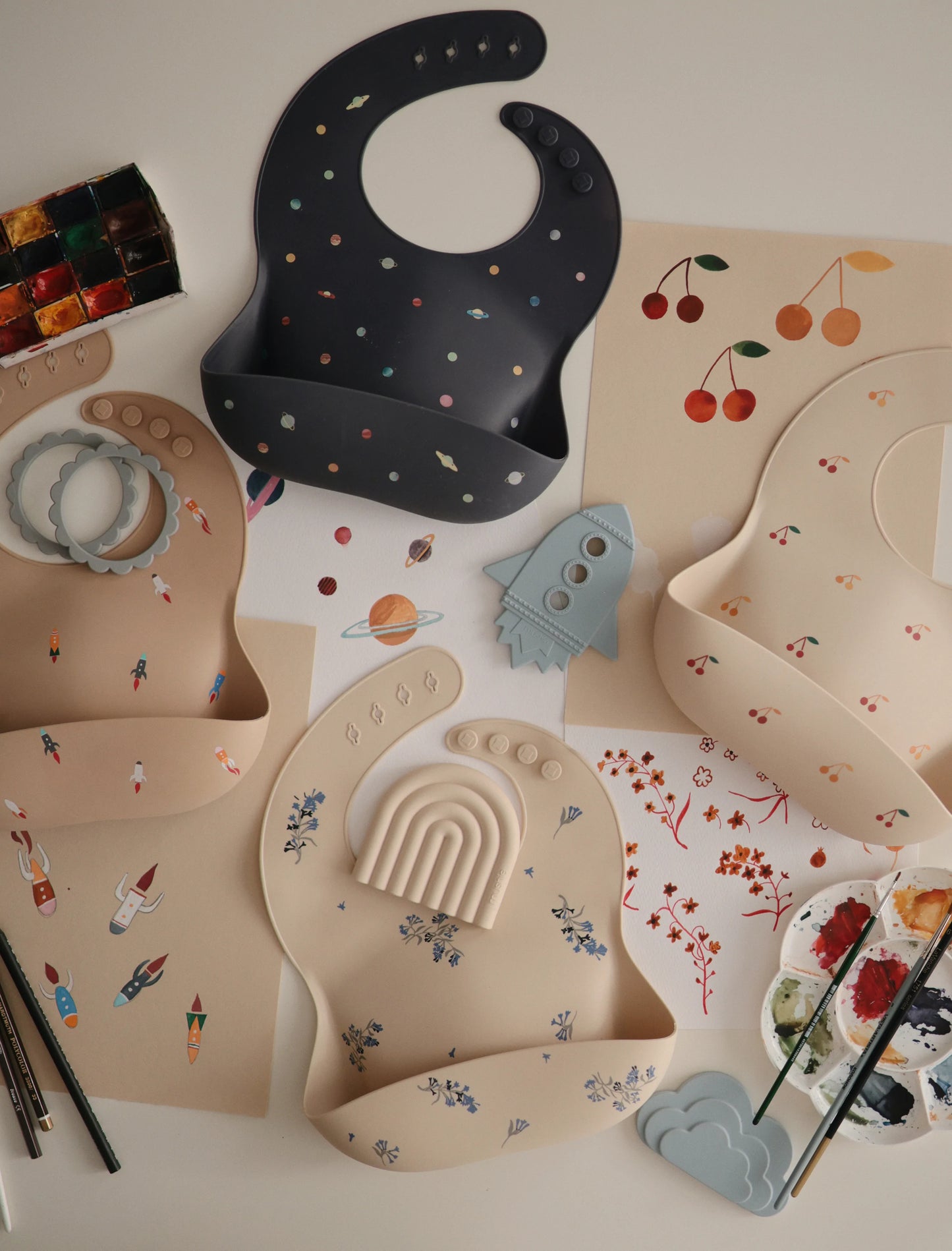 Silicone Baby Bib - Letters White - BambiniJO | Buy Online | Jordan