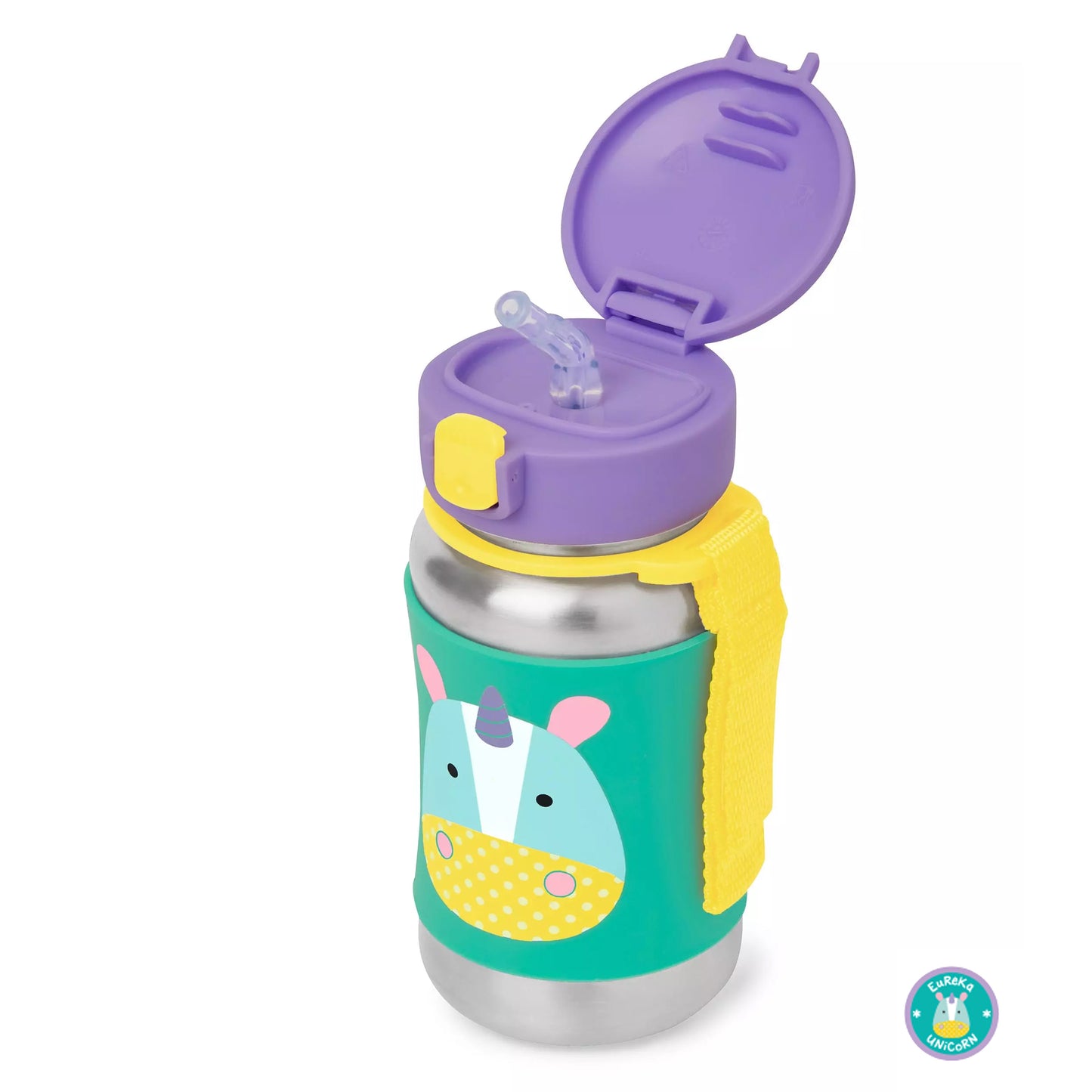 Zoo Stainless Steel Straw Bottle Eureka - Unicorn - BambiniJO