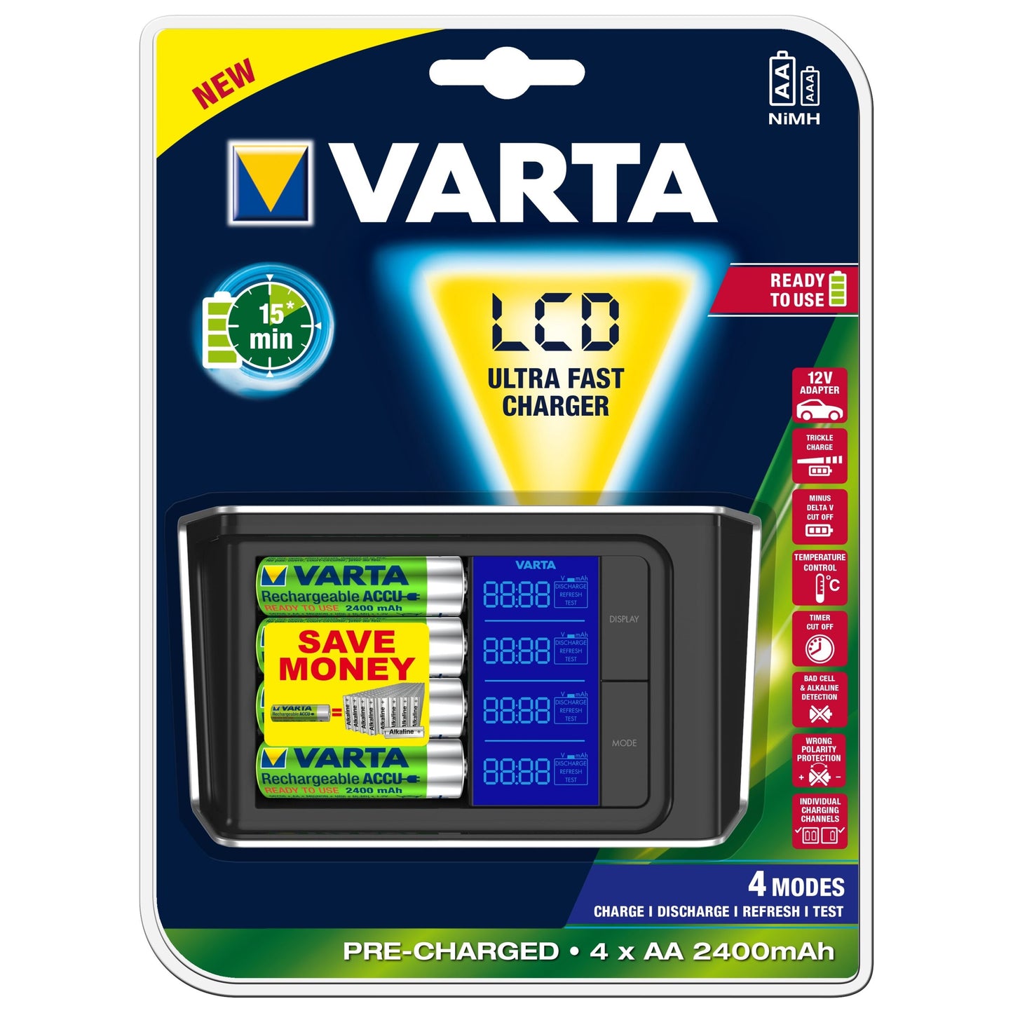 VARTA Universal LCD Ultra Fast Battery Charger | with 4 AA - BambiniJO | Buy Online | Jordan