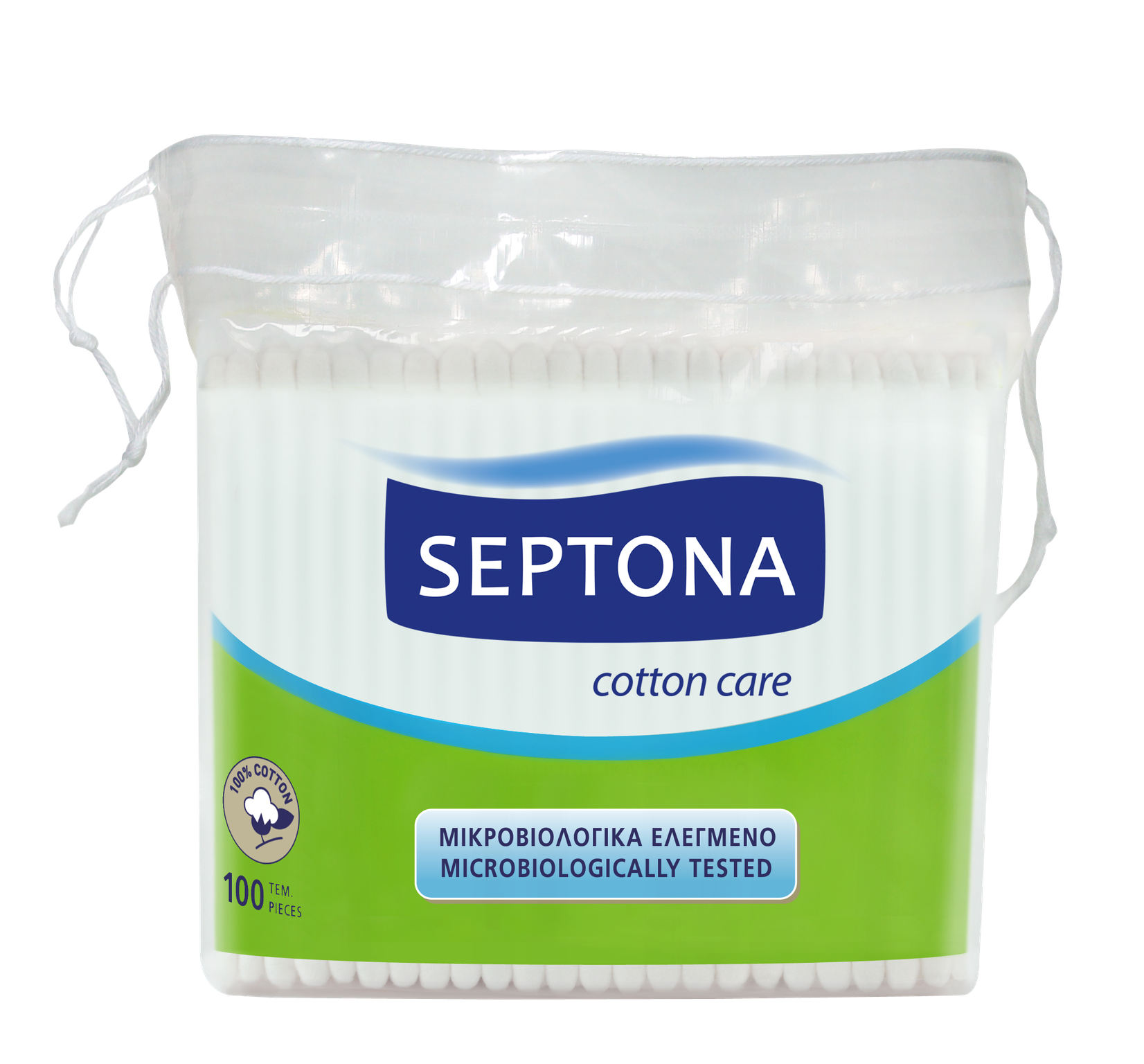Septona Cotton Buds 100pcs - Plastic Bag With String