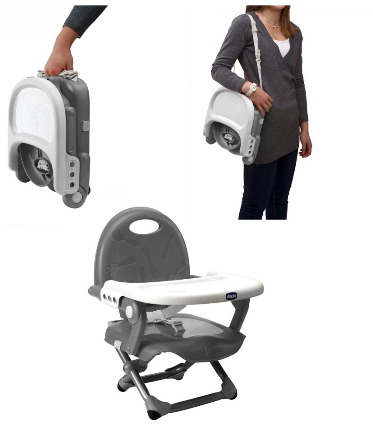 Chicco Booster Seat Pocket Snack Dark Grey - BambiniJO | Buy Online | Jordan