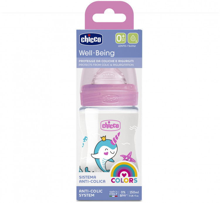 Chicco Well Being Bottle 150ml 0m+ Slow Flow Silicone Nipple — BambiniJO Jordan