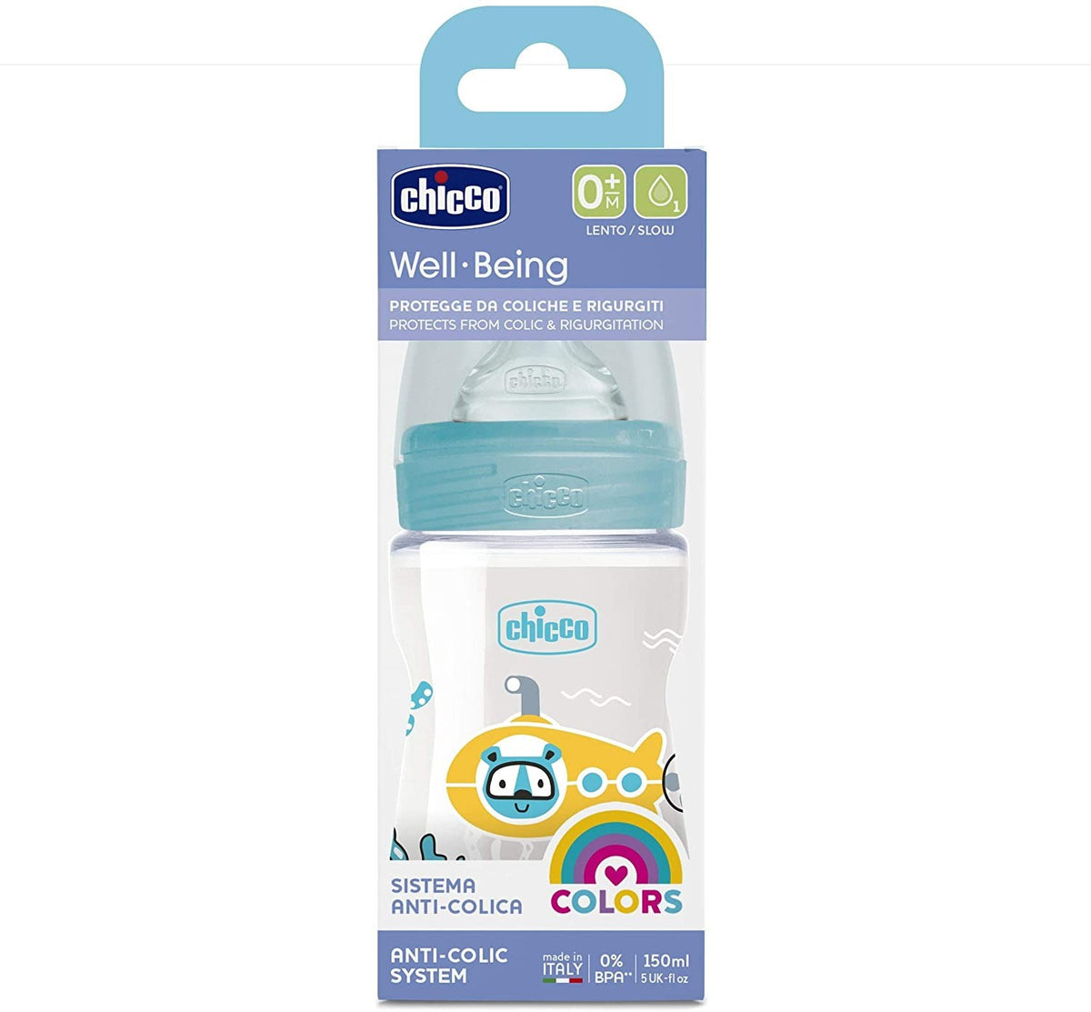 Chicco Well Being Bottle 150ml 0m+ Slow Flow Silicone Nipple — BambiniJO Jordan
