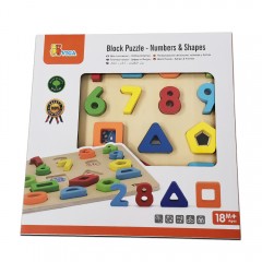 Wooden block puzzle with numbers and shapes — BambiniJO Jordan