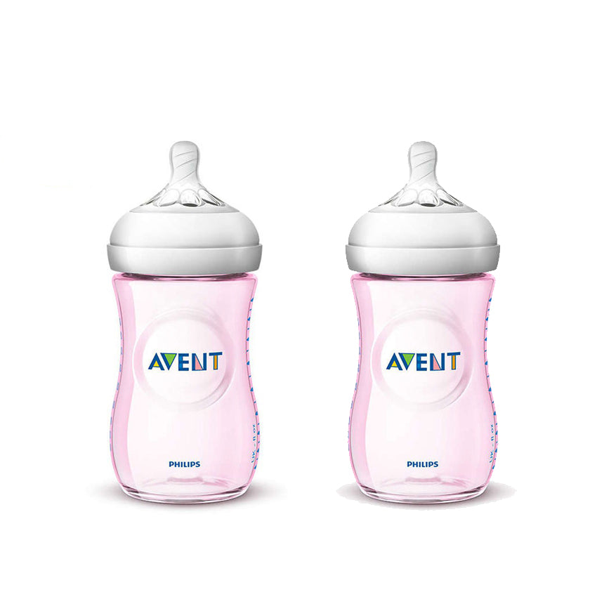 Philips Avent Natural Baby Bottle Pink 260ml Pack of 2
