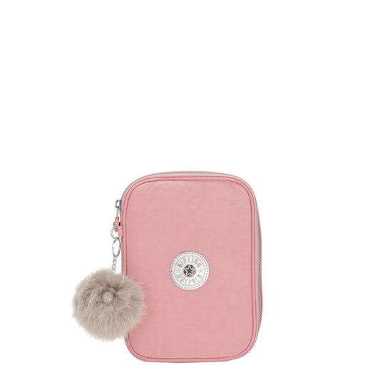 Kipling 100 Pens Large Pencil Case Bridal Rose - front view