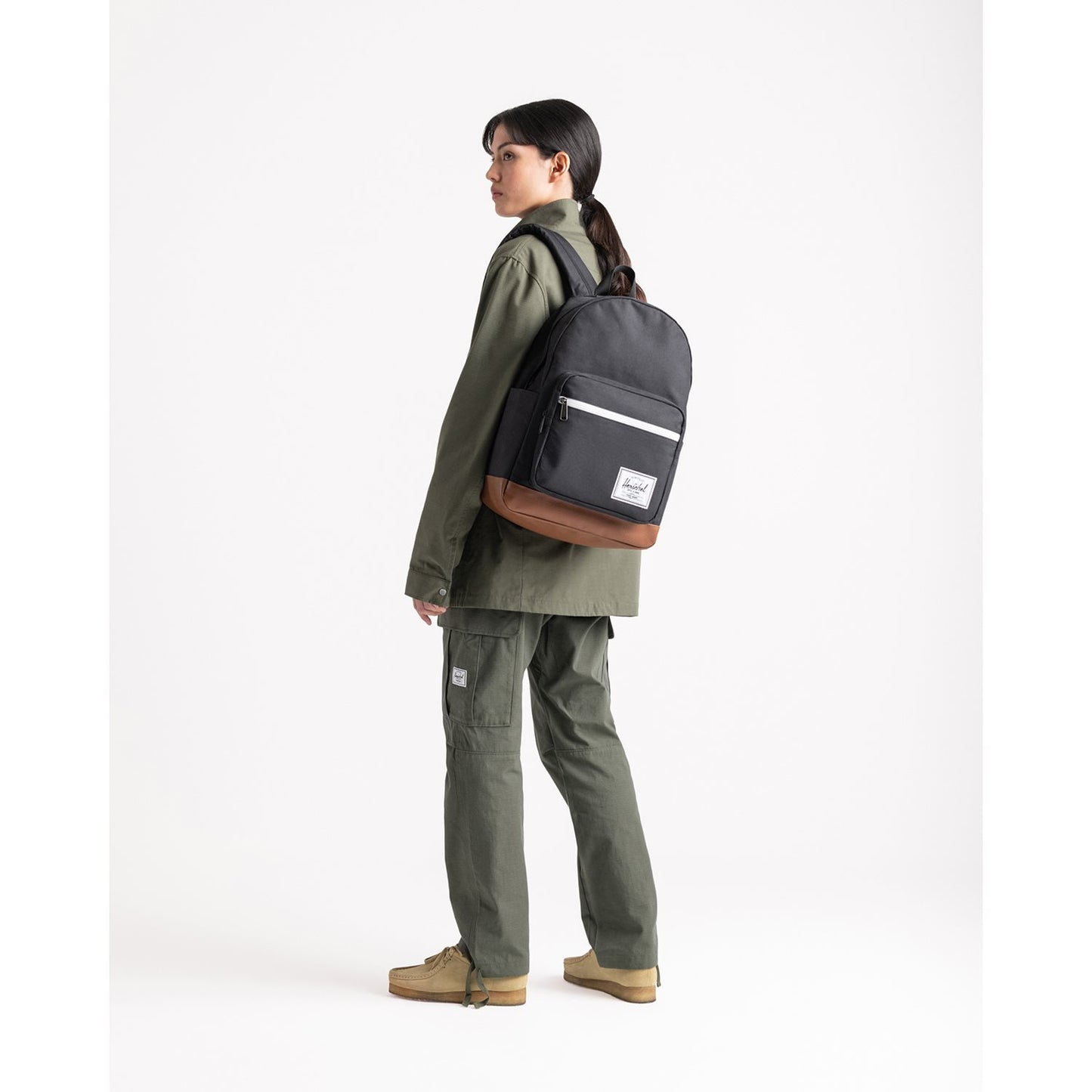 Herschel Pop Quiz Backpack Iceberg Green Crosshatch 25L - side view
