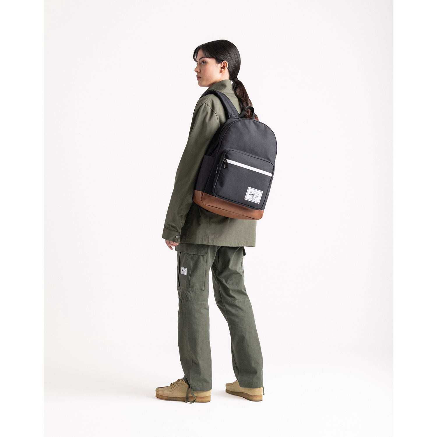 Herschel Pop Quiz Backpack Iceberg Green Crosshatch 25L - side view