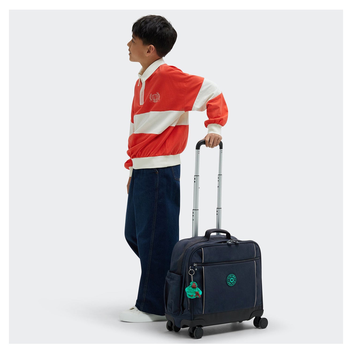Kipling NEW STORIA Kids' 4-Wheeled School Bag Sea Blue Metallic - side view