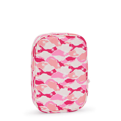 Kipling 100 Pens Pencase Pink Palm Large - open view showing pen loops