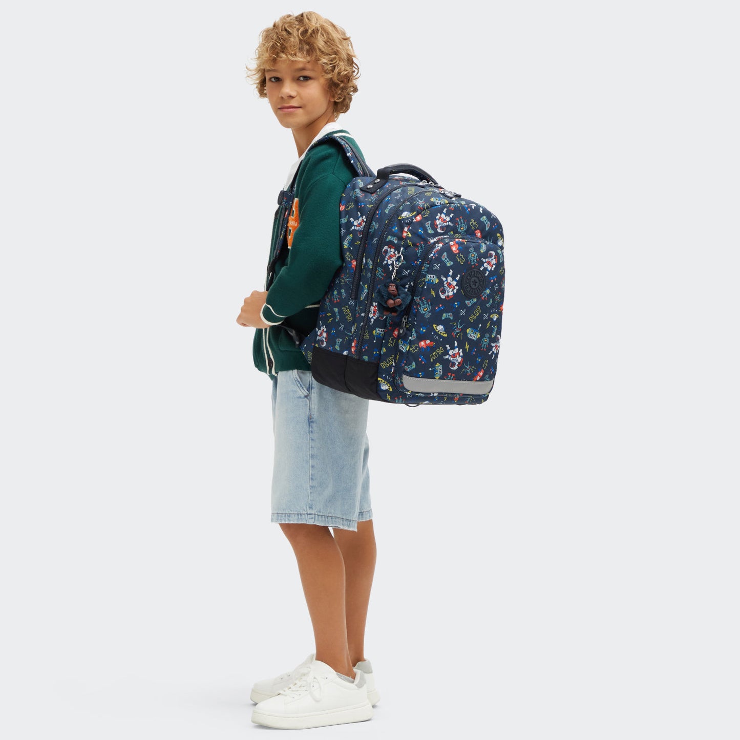 Kipling Class Room Backpack Space Game - side view