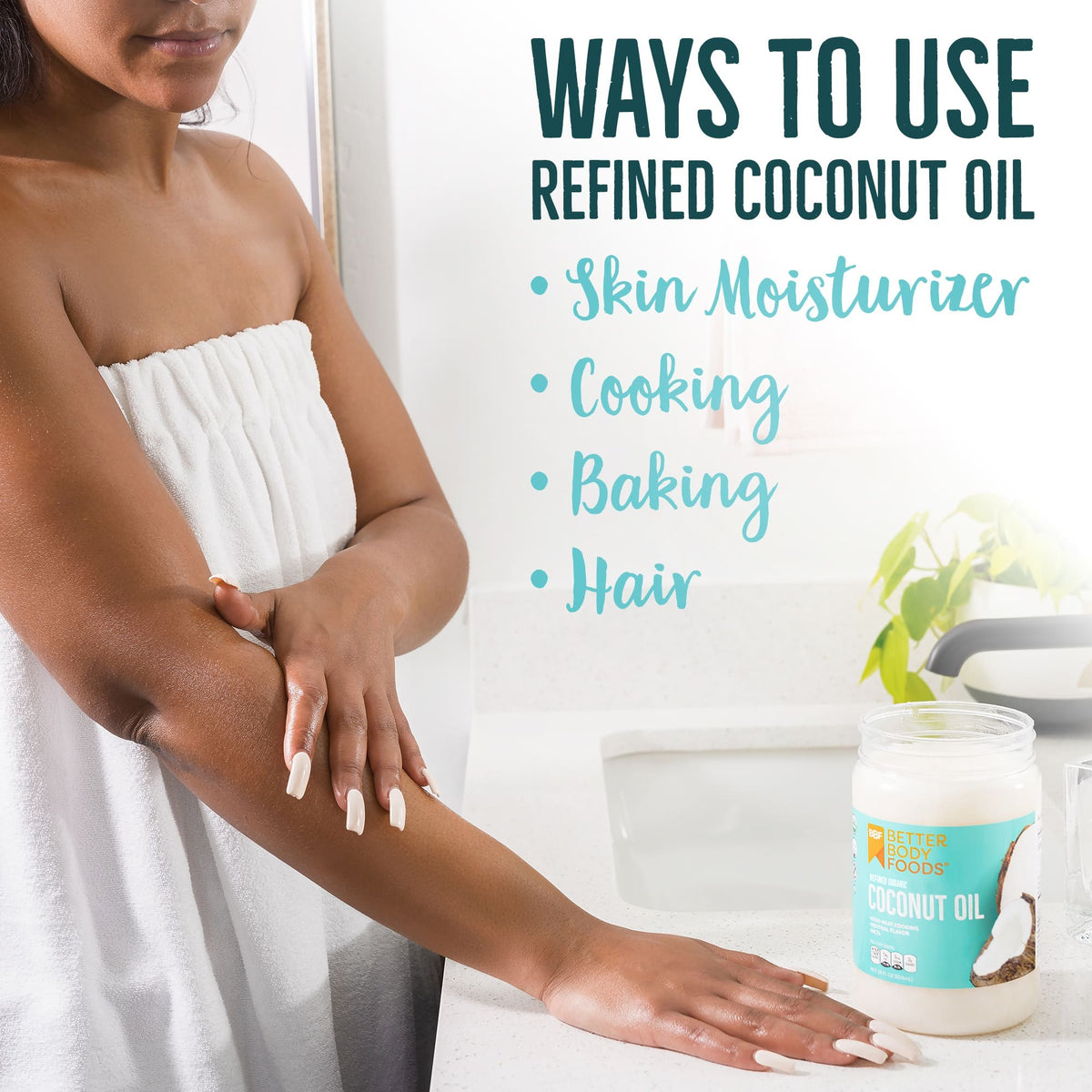 BetterBody Foods refined coconut oil uses infographic