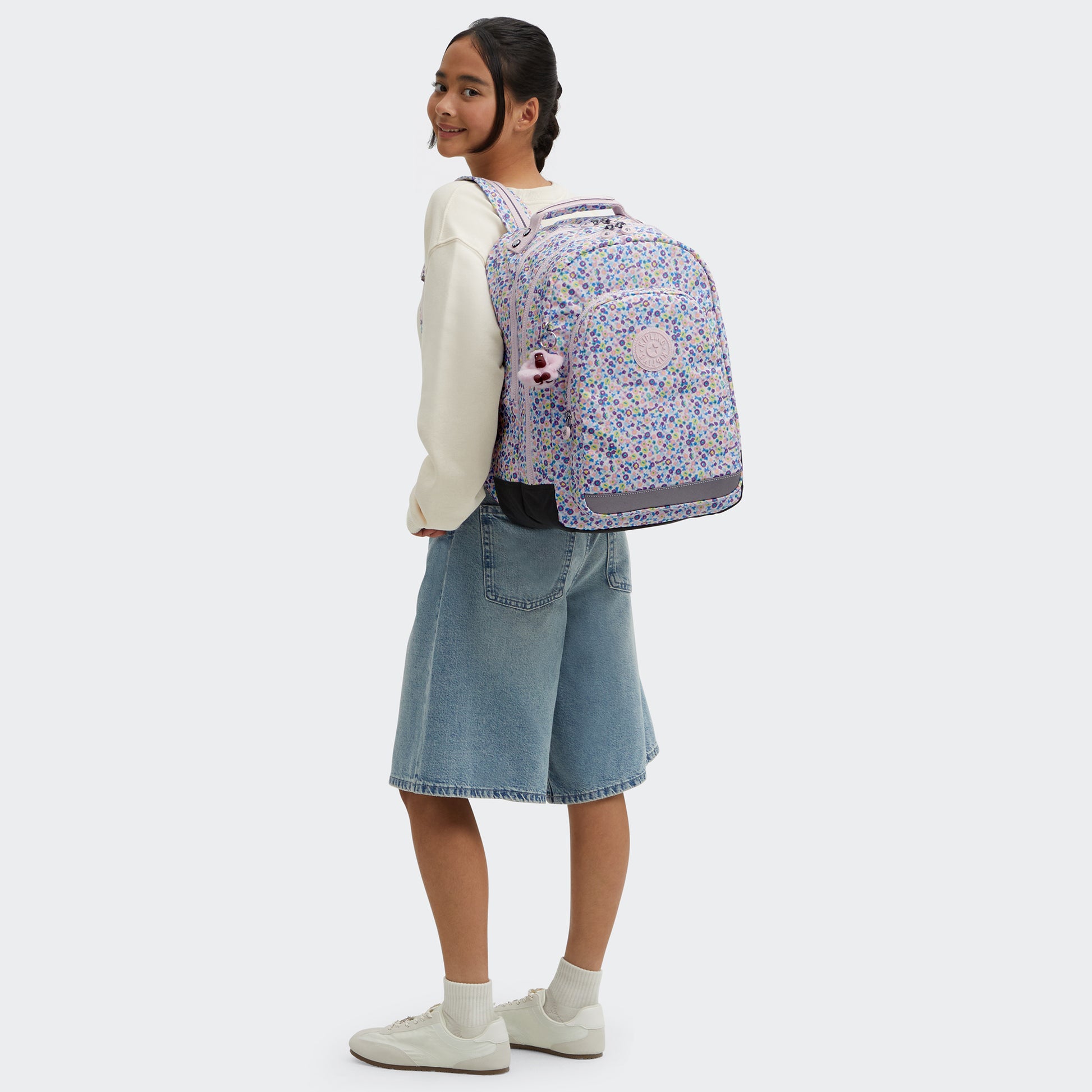 Kipling Class Room Backpack Digi Flower Print - back view