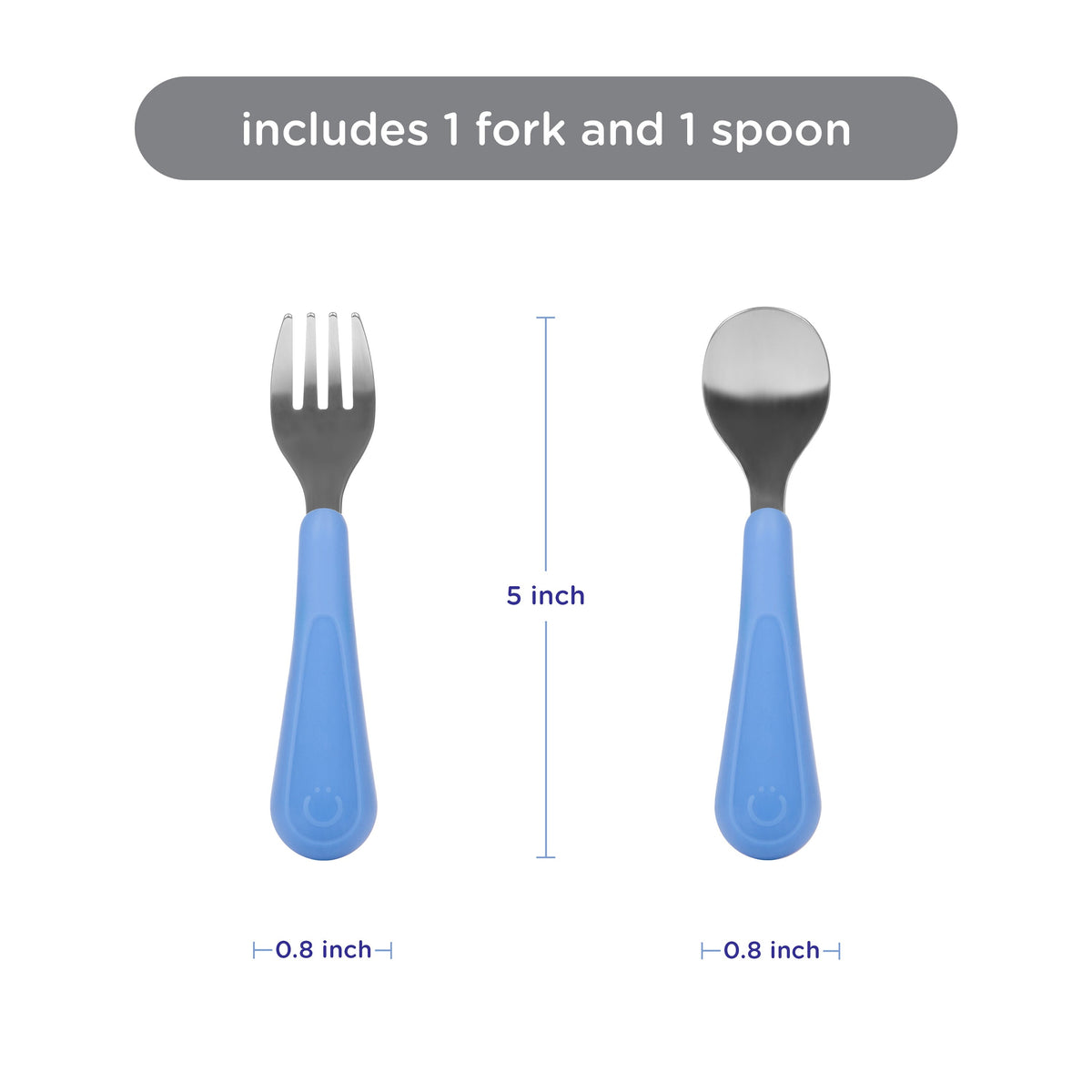 Ubbi Stainless Steel Utensil Set 2 Pcs Blue — BambiniJO Jordan