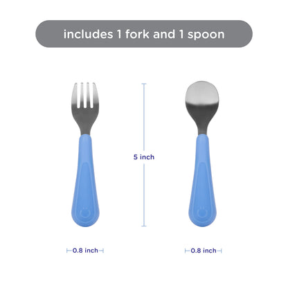 Ubbi Stainless Steel Utensil Set 2 Pcs Blue — BambiniJO Jordan