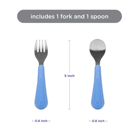 Ubbi Stainless Steel Utensil Set 2 Pcs Blue — BambiniJO Jordan