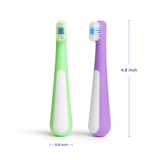Ubbi Bristled Toddler Toothbrush 2 Pcs Purple / Green — BambiniJO Jordan