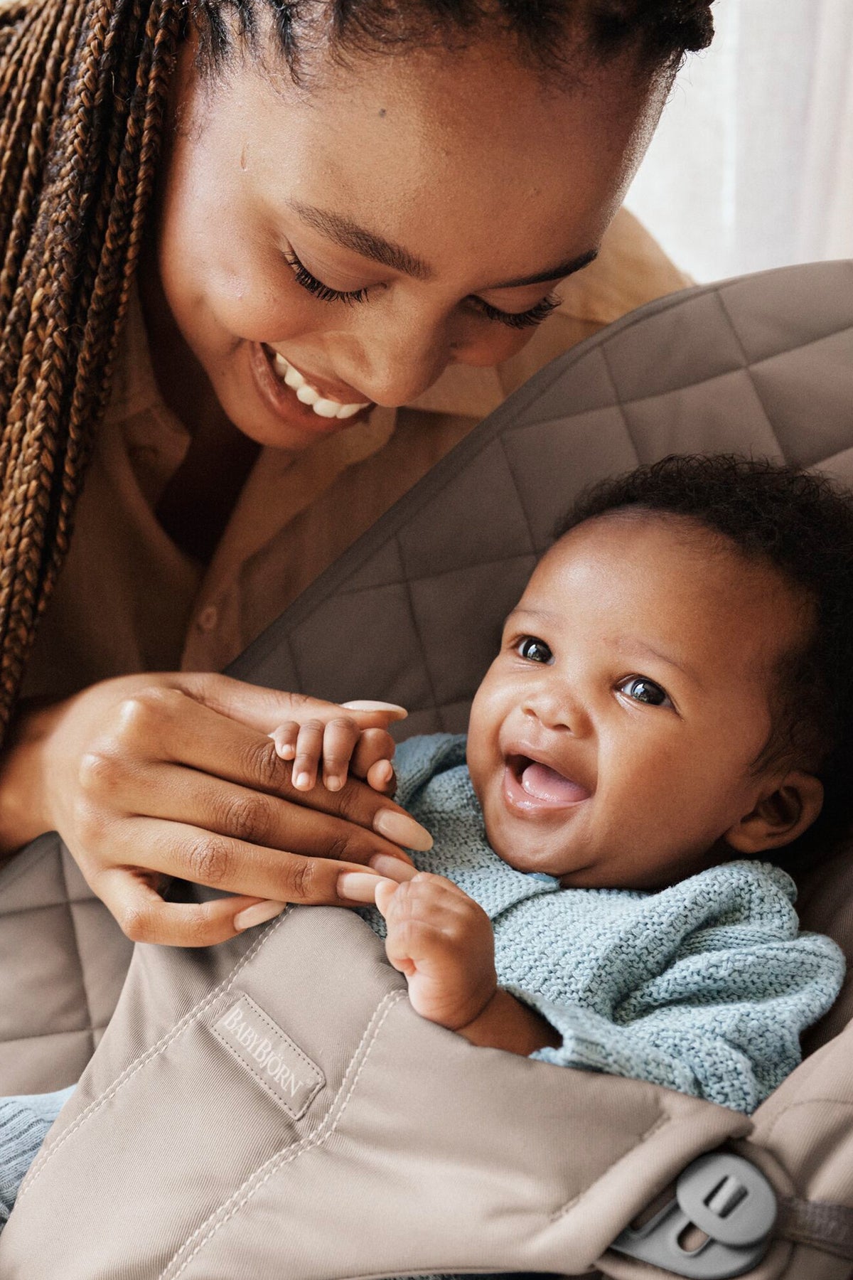 BabyBjörn Bouncer Bliss Woven Quilt Sand Grey — BambiniJO Jordan
