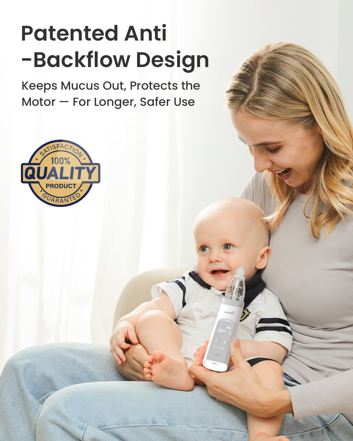 Grownsy Electric Nasal Aspirator with 3 Soft Tips Grey — BambiniJO Jordan