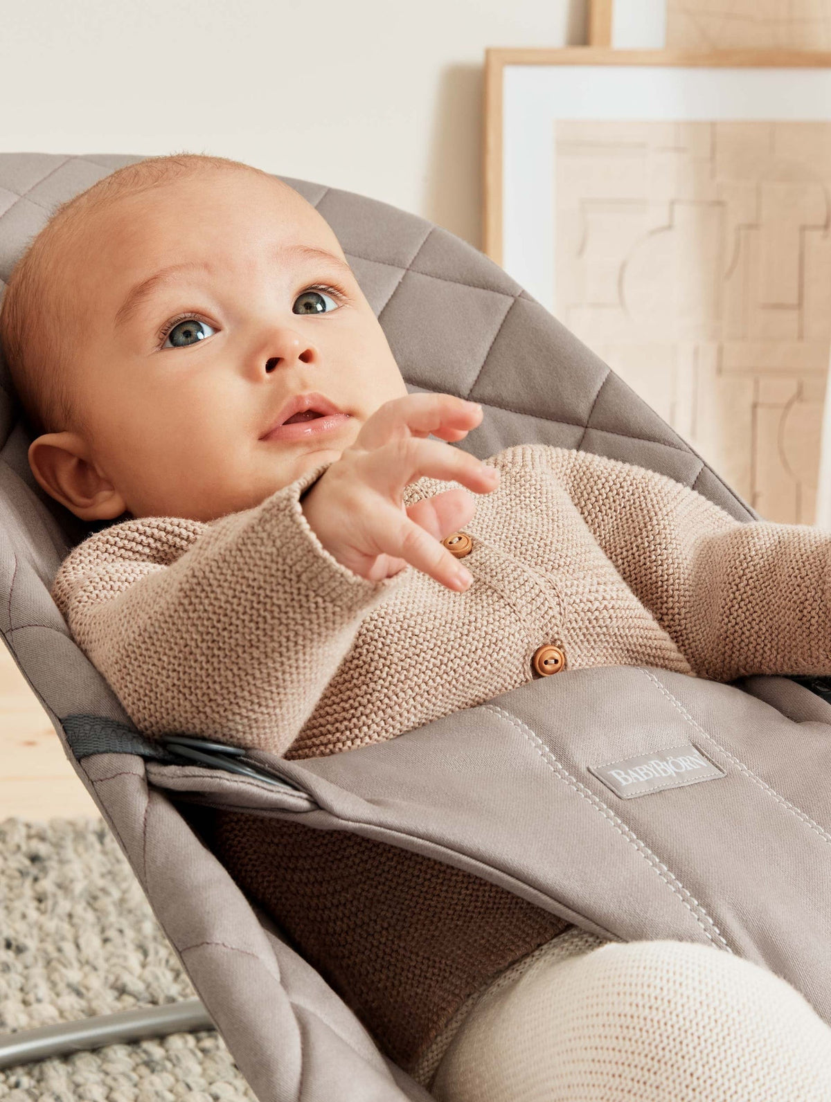 BabyBjörn Bouncer Bliss Woven Quilt Sand Grey — BambiniJO Jordan