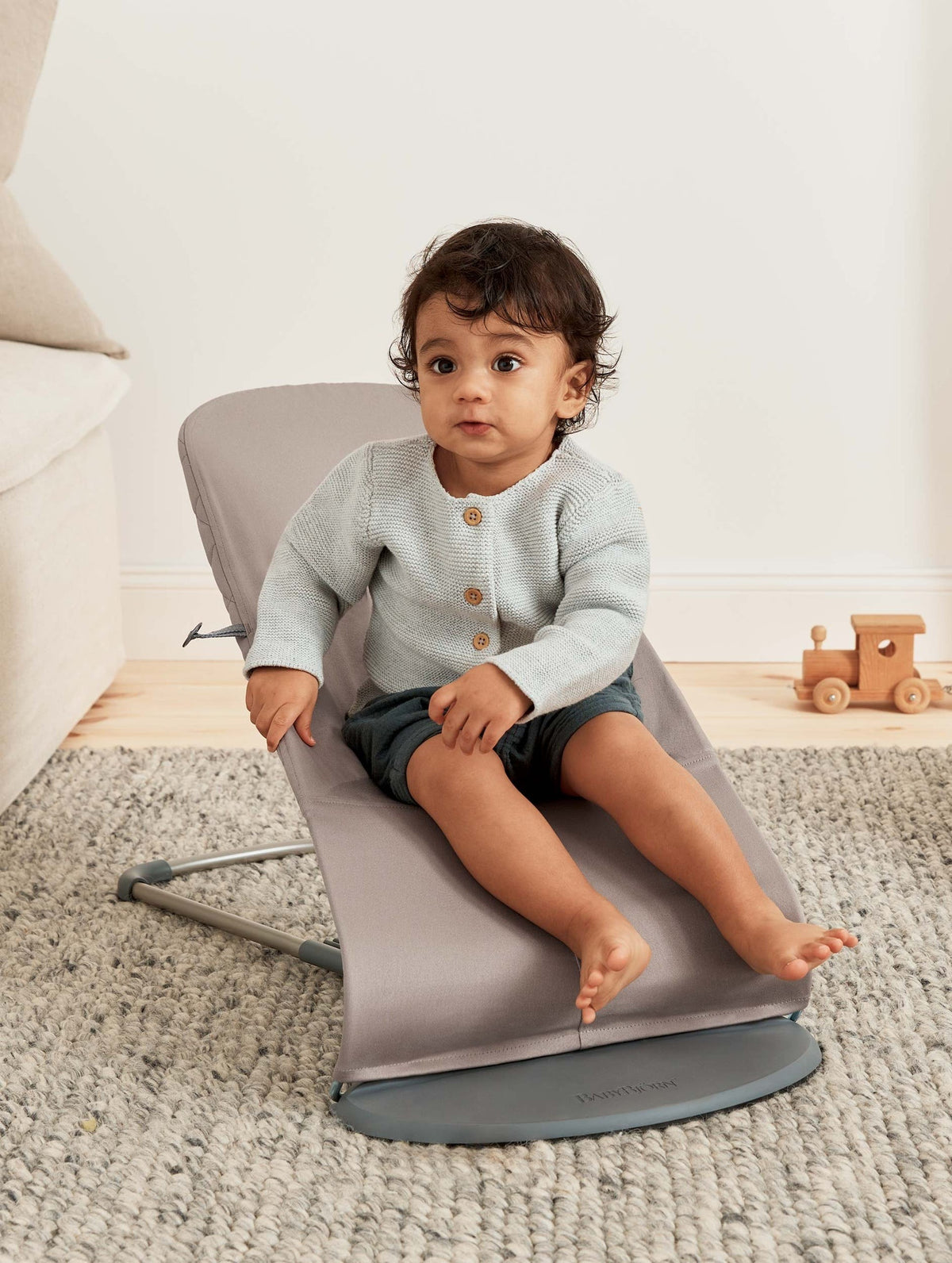 BabyBjörn Bouncer Bliss Woven Quilt Sand Grey — BambiniJO Jordan
