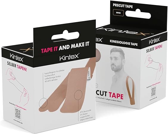 Kintex - Precut Kinesiology Tape | 20 Strips 25cm x 5cm - Beige