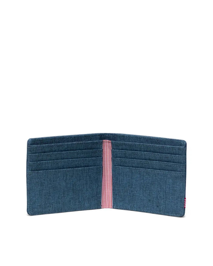 Herschel Roy RFID Wallet in Copen Blue Crosshatch - detail view