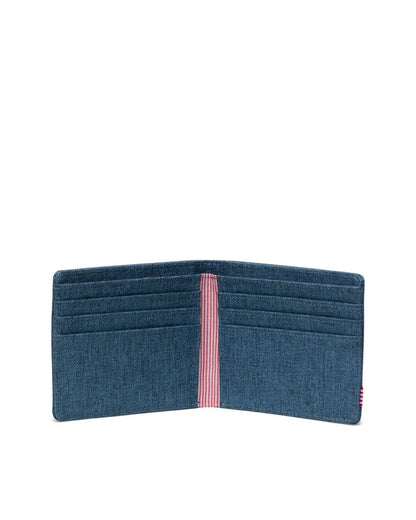 Herschel Roy RFID Wallet in Copen Blue Crosshatch - detail view