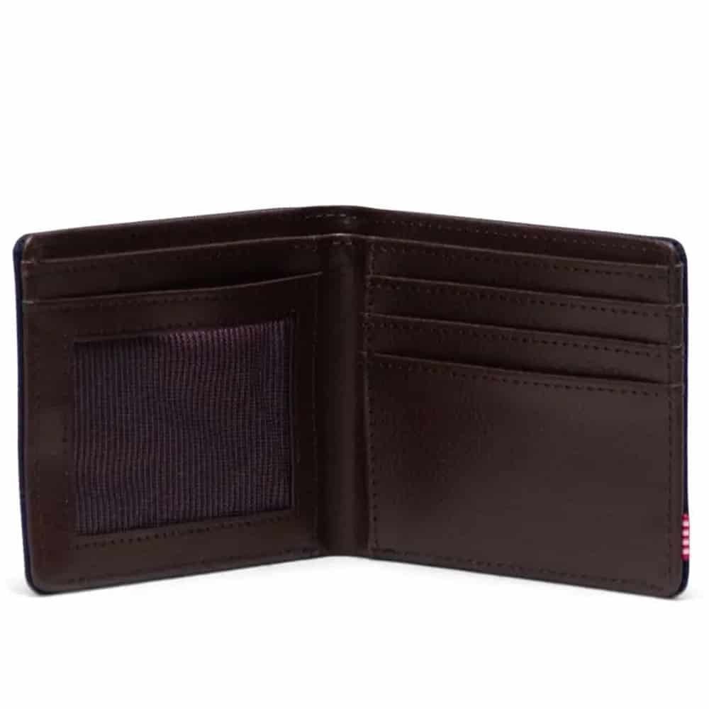 Herschel Hank RFID Wallet in Peacoat/Chicory Coffee - detail view