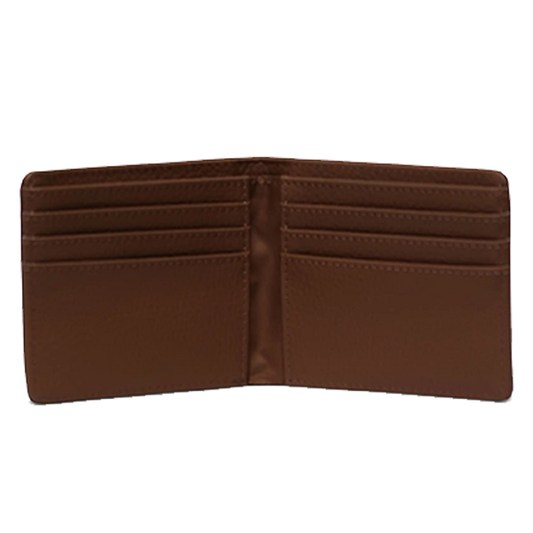 Herschel Roy RFID Wallet in Saddle Brown vegan leather, back view — BambiniJO Jordan