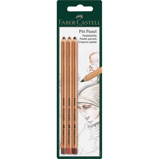 Faber-Castell Pitt Pastel pencils brown set of 3