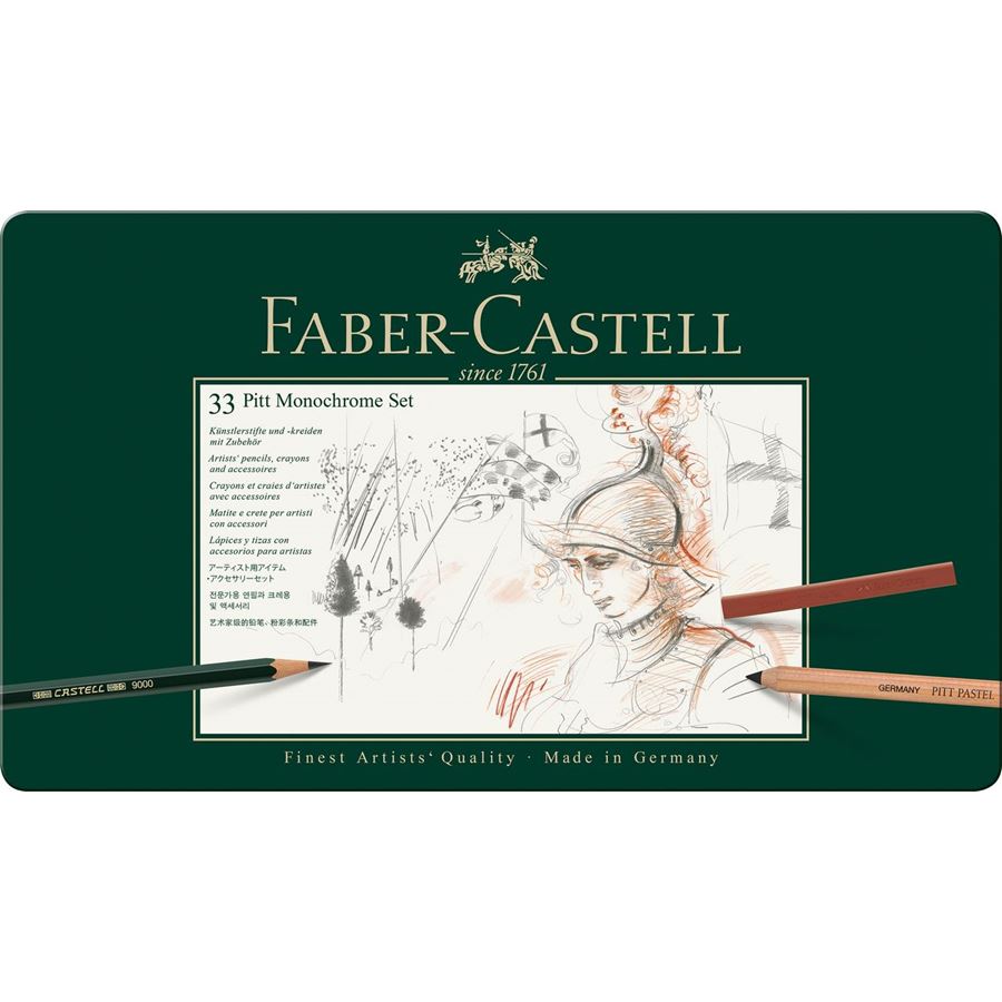 Faber-Castell Pitt Monochrome drawing set tin of 33