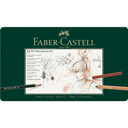 Faber-Castell Pitt Monochrome drawing set tin of 33