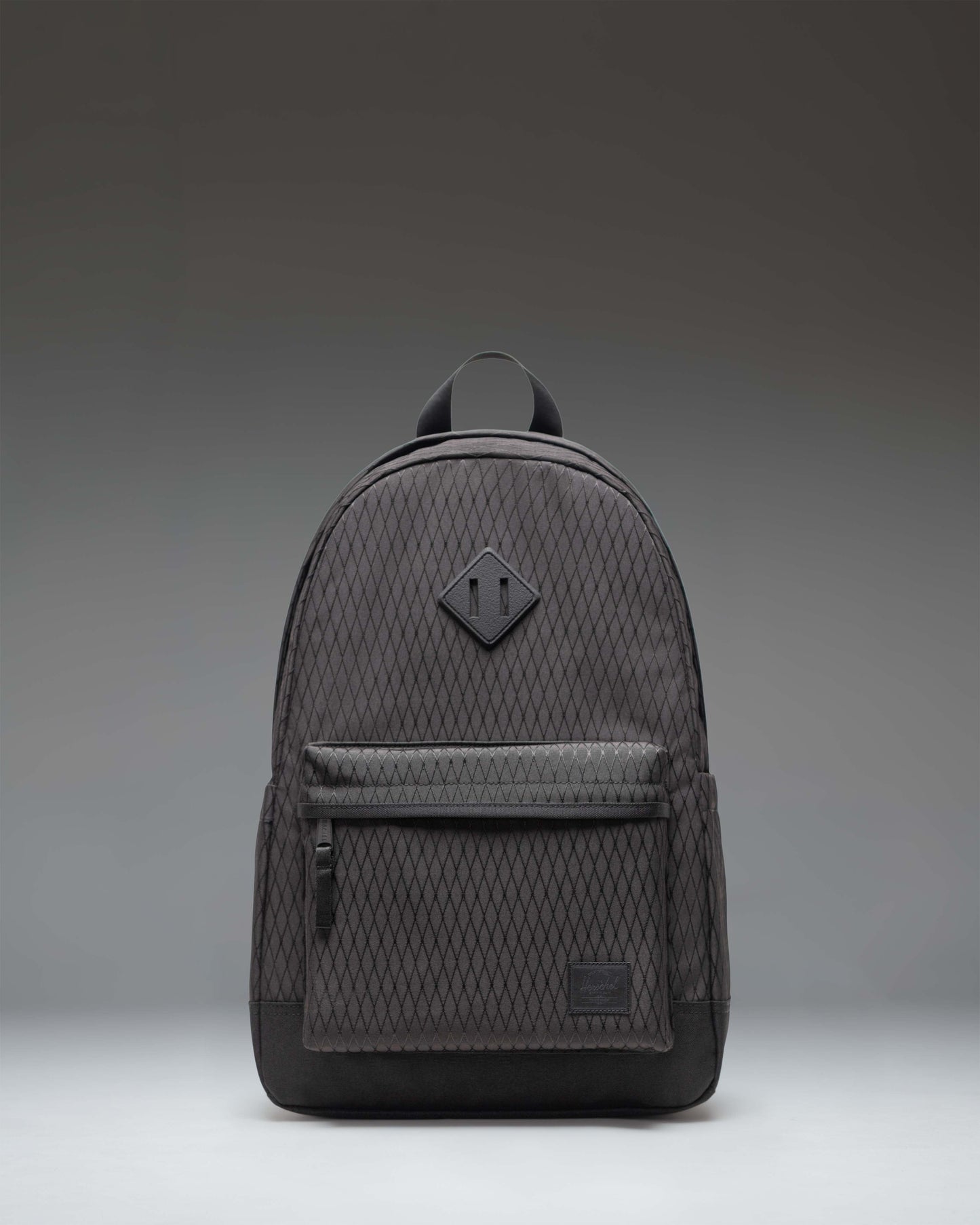 Herschel Heritage Backpack in Black Diamond/Black, 24L - front studio shot