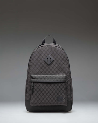 Herschel Heritage Backpack in Black Diamond/Black, 24L - front studio shot