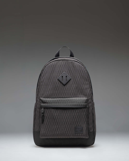 Herschel Heritage Backpack in Black Diamond/Black, 24L - front studio shot