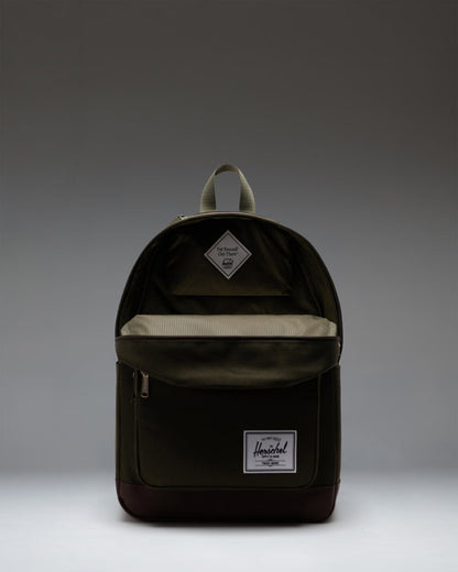 Herschel Pop Quiz Backpack Ivy Green/Chicory Coffee - back/interior view