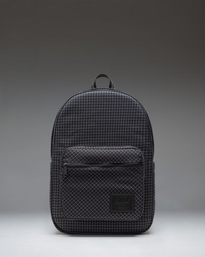 Herschel Pop Quiz Backpack in Grid - Black colourway, front view