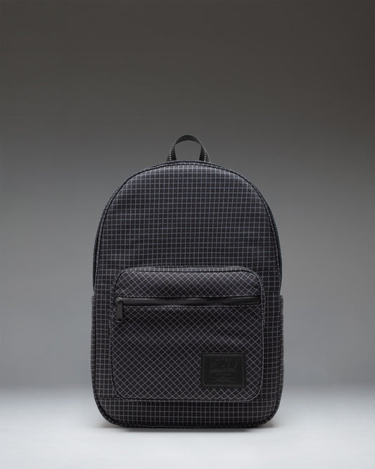 Herschel Pop Quiz Backpack in Grid - Black colourway, front view