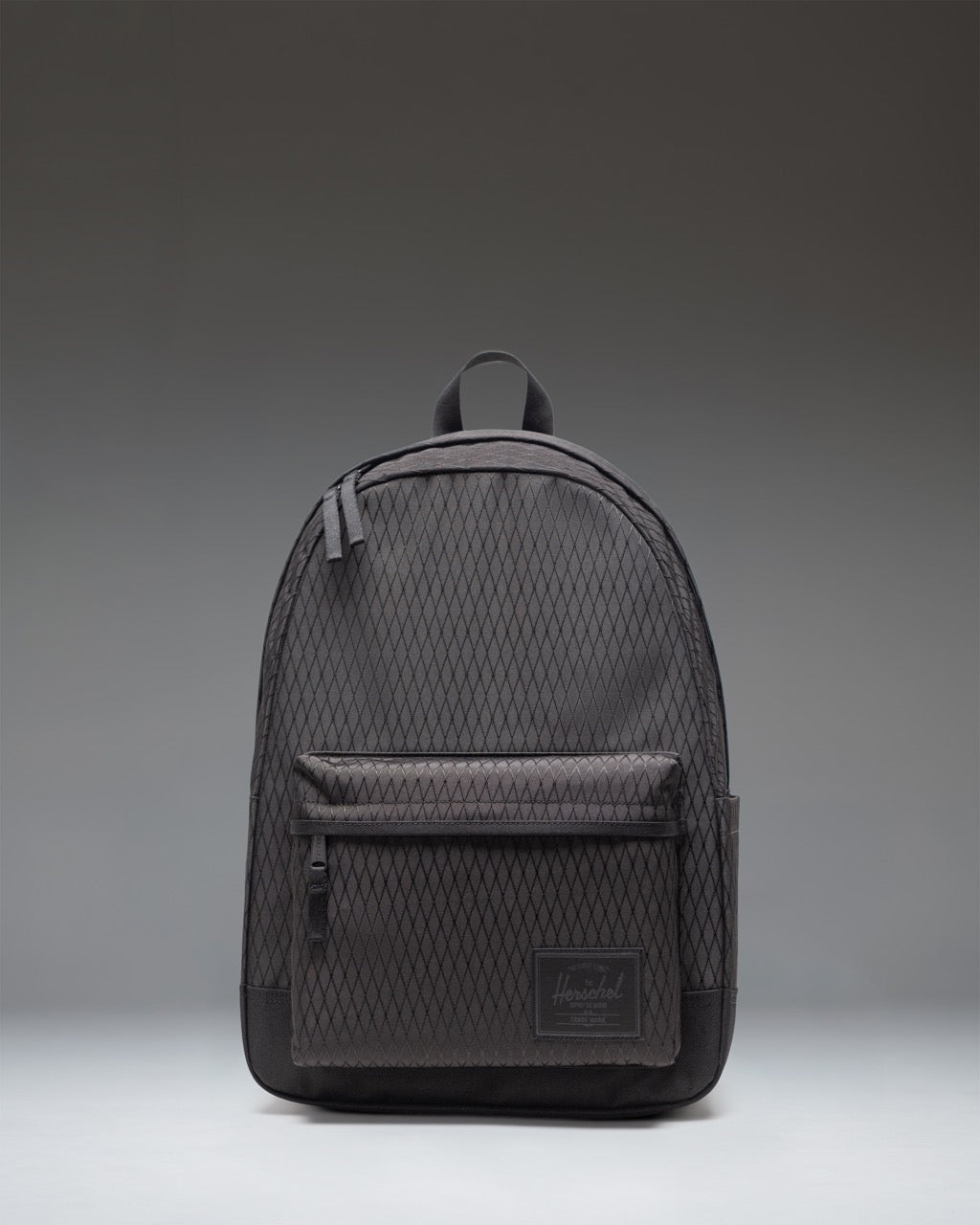 Herschel Classic XL Backpack in Black Diamond/Black, 30L, front studio view