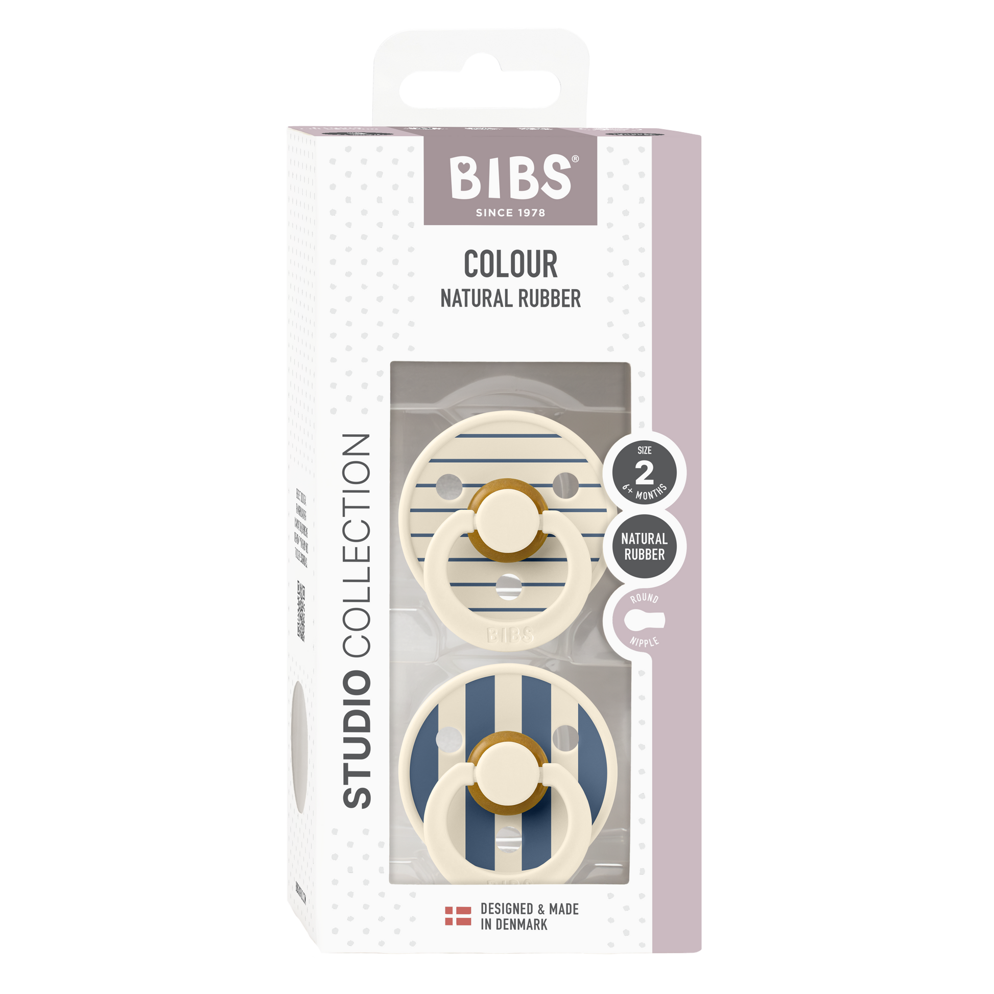 BIBS - Natural Latex Pacifier Studio | Size 2 | 2 Pack | Ivory Steel Blue Mix BIBS - Natural Latex Pacifier Studio | Size 2 | 2 Pack | Ivory Steel Blue Mix