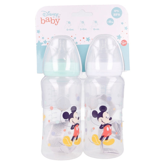 Stor - Baby Bottle 2pc Set 360ml Wide Neck | Silicone Teat 3 Positions | COOL LIKE MICKEY