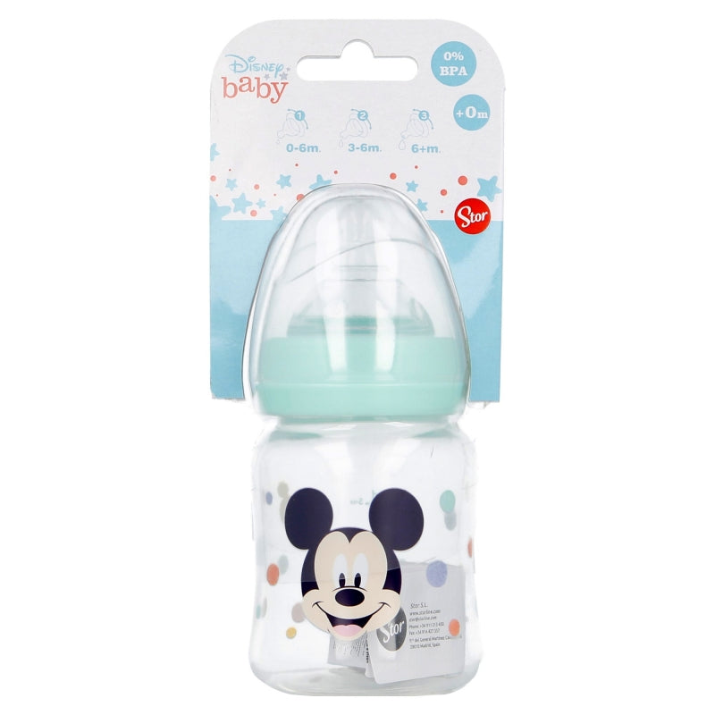 Stor - Baby Bottle 150ml Wide Neck | Silicone Teat 3 Positions | COOL LIKE MICKEY