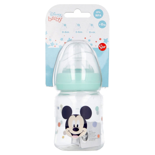 Stor - Baby Bottle 150ml Wide Neck | Silicone Teat 3 Positions | COOL LIKE MICKEY
