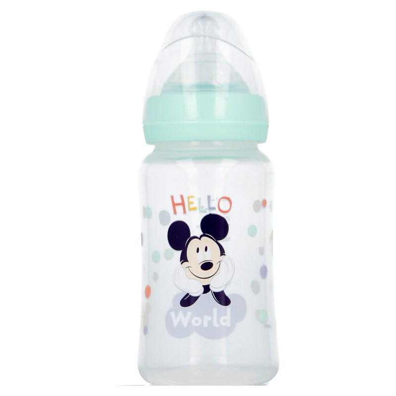 Stor - Baby Bottle 240ml Wide Neck | Silicone Teat 3 Positions | COOL LIKE MICKEY